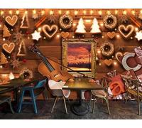 Vintage Wood Grain Letters Musical Instruments Creative 3D Wallpaper Luxury Home Dining Decor Paste Sofa Living Room The Wall for Bedroom Mural-400cm×280cm