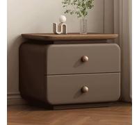 Vintage Wood Nightstand - Modern Bedside Table with 2 Drawers & Open Retro Shelves Stylish Floor Storage Cabinet for Bedroom & Living Room (Brown 17.7in)