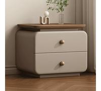 Vintage Wood Nightstand Modern Bedside Table with 2 Drawers Retro Floor Storage Cabinet Open Wooden Shelves Ideal for Bedroom & Living Room (Khaki 50cm/19.7in)