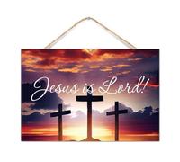 Vintage Wood Pallet Wall Plaque Sign Jesus Is Lord Country Wall Décor for Window Bible Verse Quote Wood Sign Motivational Wall Decor Sign for Bedroom 12x8in