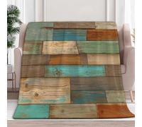 Vintage Wood Panel Textured Pattern Printed Flannel Fleece Throw Blanket, Single Super Soft Flannel Lightweight Fluffy Plush Fuzzy Bed Blanket for Bedding Sofa and Travel, Color