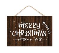 Vintage Wood Plank Hanging Sign Merry Christmas Shitter's Full Wall Decorative for Cottage Motivational Wood Sign Plaque Inspirational Word Sayings Room Wall Decor Sign Gift Nursery 12x8in