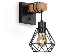 Vintage Wood Plug in Wall Sconces Farmhouse Wall Light for Living Room Bathroom Vanity Living Room Kitchen Reading Decor