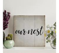 Vintage Wood Sign Our Nest Wooden Sign Farmhouse Wall Art Rustic Wall Decor Wall Decor for Home Kitchen Living Room Coffee Bar 8x8in