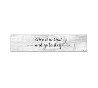 Vintage Wood Signs Give It to God And Go to Sleep Sign Farmhouse Wooden Signs Family Wall Art Decor Wall Hanger for Home Man Cave Gate Garden Bars Cafes 18x4in