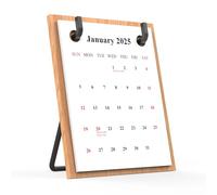 Vintage Wood Standing Flip Desk Calendar 2024-2025, Industrial Style, Wall Calendar for Home, School, Office Table Decoration (Beech Wood)