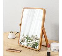 Vintage Wood Table Vanity Makeup Mirror, Rectangle Wall-Mounted Mirrors, Desk Mirror, Hanging Mirror, Wall Mirror Decor for Living Room, Bedeoom, Entryway, 8x11 inch