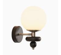 Vintage Wood Wall Sconce Globe Glass Wall Lamp Black Bedside Wall Light,Chic Black Wood Aisle Deco Lighting Fixture Retro Wooden Sconces For Living Room Hallway