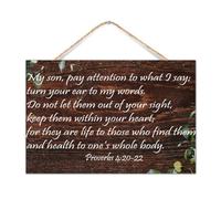 Vintage Wood Wall Sign Proverbs 4:20 22 My Son, Pay Attention to What I Say Family Wall Art Decor for Front Door Bible Verse Quote Wood Sign Plaque Decorative Wall Decor Sign for Room 12x8in