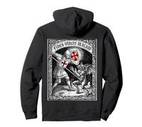 Vintage Woodcut Engraving Templar Knight Fides Vincit Malum Pullover Hoodie