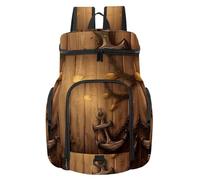 Vintage Wooden Board Anchor Multi-Sport Basketball Backpack with Ball & Shoe Compartment, Durable Gym Bag for Soccer Volleyball Swim Travel