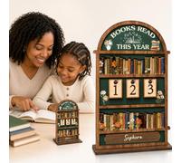 Vintage Wooden Books Read This Year Tracker | Floral Book Shelf Design Reading Counter Ornament with 3 Sets 0-9 Number Tiles, Book Lover Desk Decor Gift 20×13cm