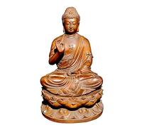 Vintage Wooden Buddha Carved Statue Large Sitting Zen Collected Portable Separable Figures India Wood Carving Decorative Sculpture Shakyamuni Amitabha Ancient Home Decor