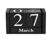 Vintage Wooden Calendar, Chic Blocks Desktop Perpetual Calendar, Time Concept Rustic Wooden Cubes Calendar Month Date Display Home Office Decoration(black)