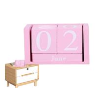 Vintage Wooden Calendar Desktop Time Concept Rustic Eternal Block Meso Date Display Decoration Office Eternal Calendar Made by Paulownia Wood, Nature, Eternal Block Calendar Made in Wood