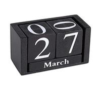 Vintage Wooden Calendar Desktop Wood Block Month Date Display Home Office Decoration Desk Accessory Birthday and Festival Gift for Kids and friends(Black) Daily necessities