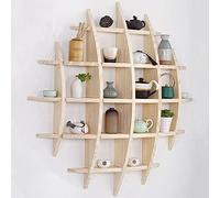 Vintage Wooden Display Shelf for Collectibles - Wall-Mounted Solid Wood Storage Rack Retro Chinese Bogu Duobao Tea Cabinet 90x90cm