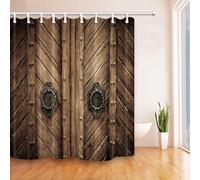 Vintage Wooden Door Shower Curtain, Waterproof Retro Bathroom Decor, Hanging Curtain Set, Home Decoration, 200x160cm Bath Screen,
