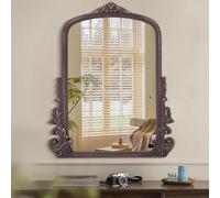 Vintage Wooden Frame Wall Mirror Arched Baroque Hanging Mirrors Arendahl Carved Traditional Decorative Antique Mirror Aesthetic for Fireplace Bedroom Living Room Entryway 50x40cm