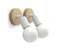 Vintage Wooden Indoor Wall Light 180 Rotatable Retro Industrial E27 Wall Lamp Sconces for Bedrooms, Living Rooms, Stairs, Hallway (set Of 2 White) Bet