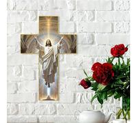 Vintage Wooden Jesus Christ Wall Cross, Handcrafted Rustic Home Decor with Jesus Carving, Religious Wall Art for Faith, Hope & Blessing, 2025 Christian Gifts for Home, Church & Loved Ones