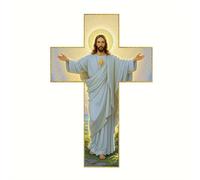 Vintage Wooden Jesus Christ Wall Cross,Handmade Religious Cross Wall Decor,Handmade Religious W-all Hanging Decor,Spiritual Christian Art Gift,Inspired C-ross for Living Room,Bedroom,Prayer Corner