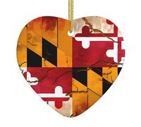vintage wooden maryland flag Ceramic Hanging Decoration Double-Sided Ornament Festival Tree Decor for Homes