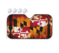 Vintage Wooden Maryland Flag Medium Car Windshield Sunshade - Quick Cooling in The car in Summer, Portable Storage Sunshade