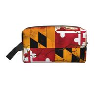 Vintage Wooden Maryland Flag Multifunctional Travel Toiletry Bag Daily and Fitness Storage Bag for Cosmetics Stationery and More