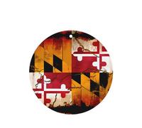 Vintage Wooden Maryland Flag Pattern Car Air Fresheners 6 Pcs Round Shape Hanging Aromatherapy Tablets Scented Fresheners For Bedroom Bathroom