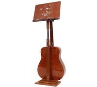 Vintage Wooden Music Stand with Guitar Holder, Instrumental Performance/Band, 45"-53" Adjustable Height Floor Standing Book Holder(Style 2)