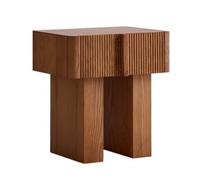 Vintage Wooden Nightstand - Linear Chest of Drawers, Stylish Bedside Storage Cabinet with Drawer, Square Shape for Bedroom nization