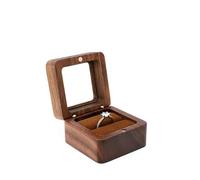 Vintage Wooden Ring Box Jewelry Organizer Square Wood Grain Wedding Rings Holder Earrings Display Packaging BoxesA for Proposal, Wedding(Color-10)