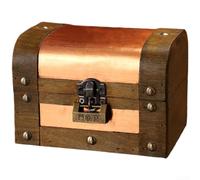 Vintage Wooden Storage Box with Lock, Retro Desktop Organiser for Jewellery and Documents, Secure Keepsake Chest for Valuables and Accessories, Sturdy Home(F)