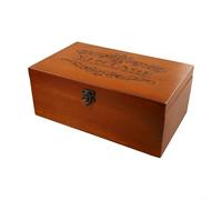 Vintage Wooden Storage Box with Lock, Retro Keepsake Treasure Chest for Jewellery, Documents and Valuables, Handcrafted Home Organizer for Desk, Shelf or Bedroo(L)