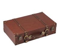 Vintage Wooden Suitcase, 40×24.5×10cm Retro Leather Trunk Luggage, Decorative Travel Chest, Carrying Storage Case with Lock for Placing Photography Props Jewelry Decoration