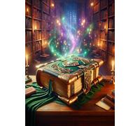 Vintage Wooden Table in The Library and Magic Book Emitting a Magical Glow Puzzles for Adults 1000 Pieces, Impossible Jigsaw Puzzle for Adults, 19.5 x 27.5 Inch