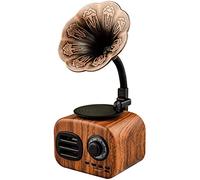 Vintage Wooden Vinyl Record Player Gramophone with Speakers, All in One Nostalgic Phonograph Stereo - Aux-in/USB/FM Radio/Bluetooth 4.2