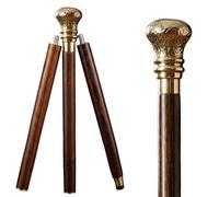 Vintage Wooden Walking Cane with Premium Brass Handle, 37-Inch Solid Wood Stick, Handcrafted Detachable Design for Men & Women, Classic Decorative Mobility Accessory