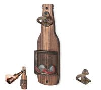 Vintage Wooden Wall Mounted Bottle Opener with Bottle Cap Collector, Solid Wood Beer Opener Wall for Home Bar Pub Garden Outdoor, Unique Beer Gifts for Men Dad Man Cave Accessories