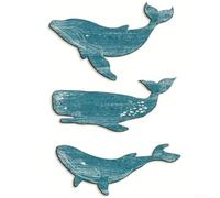 Vintage Wooden Whale and For Shark Wall Art Set A Charming Addition to For Coastal Decor