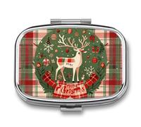 Vintage Woodgrain Christmas Wildlife Travel Pill Organizer A Daily Pill Box for Supplements 2 Compartment Pill Case Convenient for Carrying and Storing Medicines Box