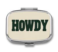 Vintage Words Howdy Classic Western Pill Box 2 Compartment Portable Medicine Pill Case Travel Pill Organizer for Pocket Purse