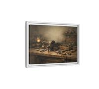 Vintage Workbench Tools - Framed Canvas Wall Art Print 18×12 inch (45×30 cm) - Horizontal/White / 1.25 inch (3 cm)