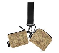 Vintage World Atlas Map Coin Purse, Parchment Card Holder, Minimalist Zipper Wallet with Keychain for Business and Travel, 2 Pieces, Multicolor, 4.13"(L) x, multi-coloured, 4.13"(L) x 3.5"(W), Travel
