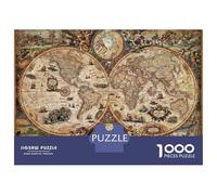 Vintage World Map 1000 Piece Jigsaw Puzzle Paper for Adults Classic Geography Scene Puzzle Game for Family Relaxation Gift Focus Home Decor 52x38cm/1000pcs