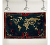 Vintage World Map Backdrop, Antique Nautical Theme Photography Decorations, Global Travel Indoor/Outdoor Picture Background for Events Celebration 71x43 Inch