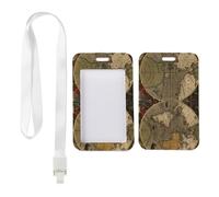 Vintage World Map Badge Holder with White Lanyard, Badge Holder Lanyard, Vertical ID Cards Protector for Teacher, Vertical Cards Protector for Men, Nurse Essentials Work Nurse Accessories