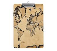 Vintage World Map Clipboard Retractable Hanging Tab Clip Board Plastic Clipboard Nursing Clipboards Nurse, Doctor, Cute Design for Standard Size 12.5 X 8.5Inch