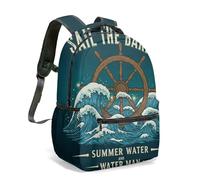 Vintage World Map Compass Adventure 16 Inch Backpack Retro Hand Drawn Travel Bag for Kids Students School Outdoor Expedition (08)